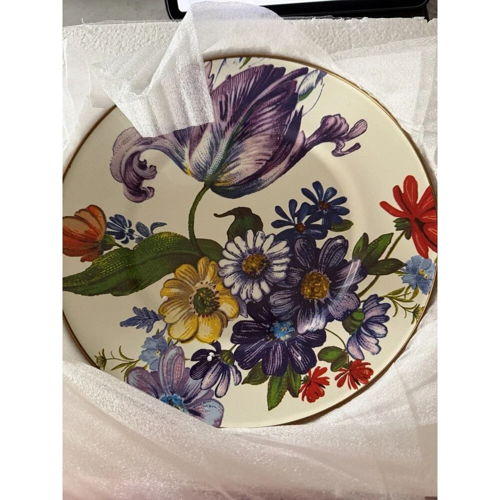 Set of 4 Mackenzie-Childs FLOWER MARKET Enamel 10